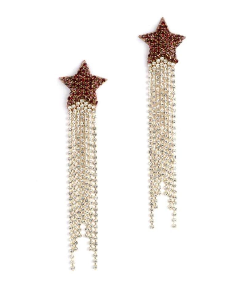 Front of a size O/S Evren Earring in Ruby in Ruby by DEEPA GURNANI. | dia_product_style_image_id:330228